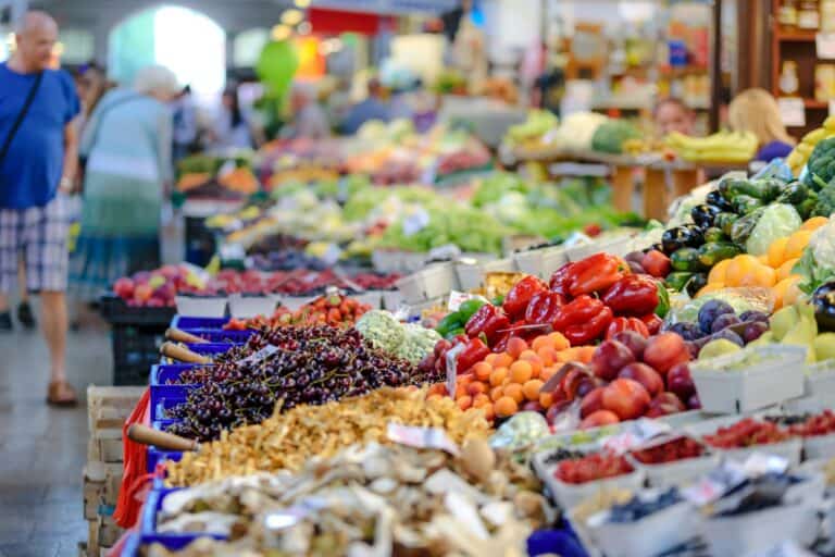 Fresh produce in a market in the concept of local shops and markets in Woolwich